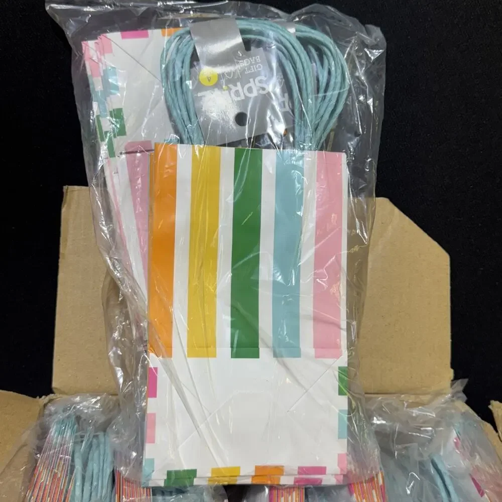 Target Spritz Striped Print Paper Rope Handle Gift Bags Lot of 96 bags
